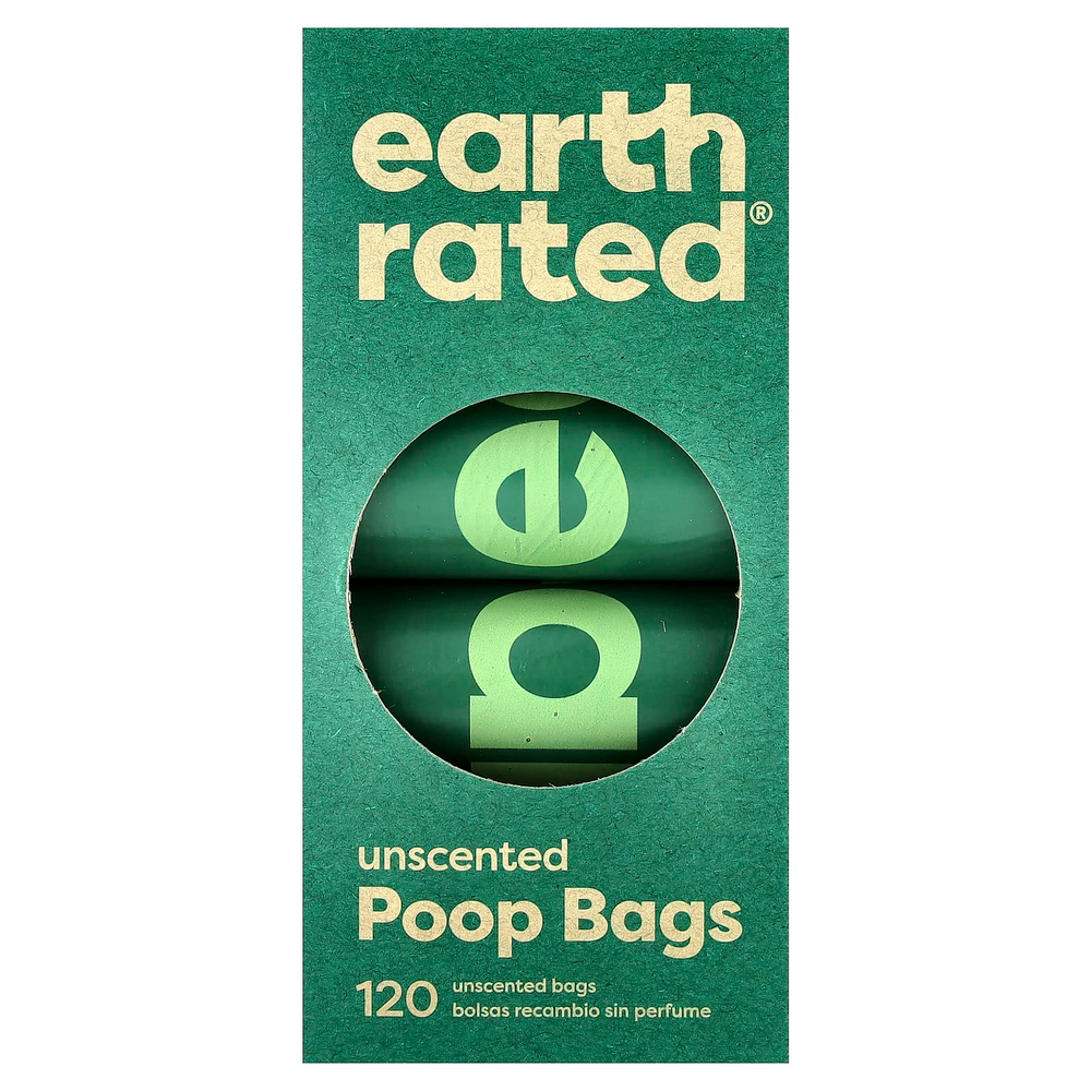 Earth Rated, пакеты для уборки за собаками, без запаха, 120 пакетов, 8 запасных рулонов