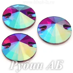 Пришивной риволи Dongzhou с 2 отверстиями, Рубин АБ (рив.14мм) DZ