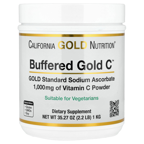 California Gold Nutrition, Buffered Gold C™, некислый витамин C в порошке, аскорбат натрия, 1 кг (2,2 фунта)