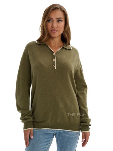 Поло с длинным рукавом из шерсти цвета хаки