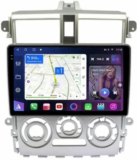 Магнитола для Mitsubishi Colt 6 2002-2012, Colt Plus (правый руль, рамка серебро) - FarCar 9626F2S на Android 13, 2K QLED, TS10, CarPlay, 4G SIM-слот
