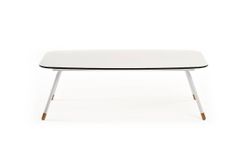 "Верона" журнальный стол из HPL 120х65, H40, каркас белый муар, цвет столешницы "молочный"