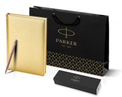 Подарочный набор: Jotter XL SE20 Monochrome в подарочной упаковке, цвет: Pink Gold, стержень Mblue и Ежедневник золотистый недатированный