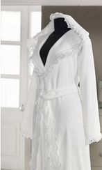 LUNA- ЛУНА Белый махровый женский халат с капюшоном Soft Cotton (Турция)