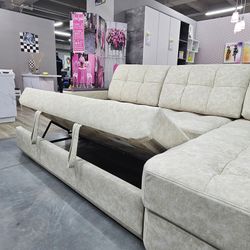 Диван-кровать "Консул" с оттоманкой ПБ, (Nappa-01/накладки Бетон