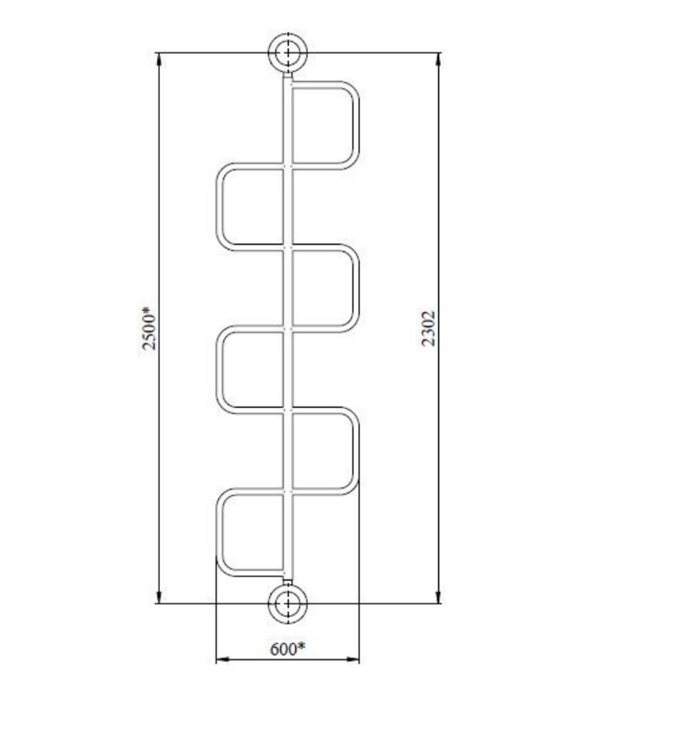 Спортивный комплекс №22, уличный рукоход-змейка, 2500*600*2700 мм., D=89 мм.