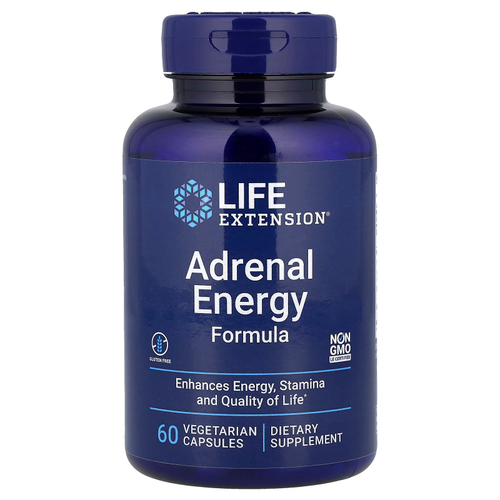 Life Extension, Adrenal Energy Formula, средство для поддержки надпочечников, 60 вегетарианских капсул