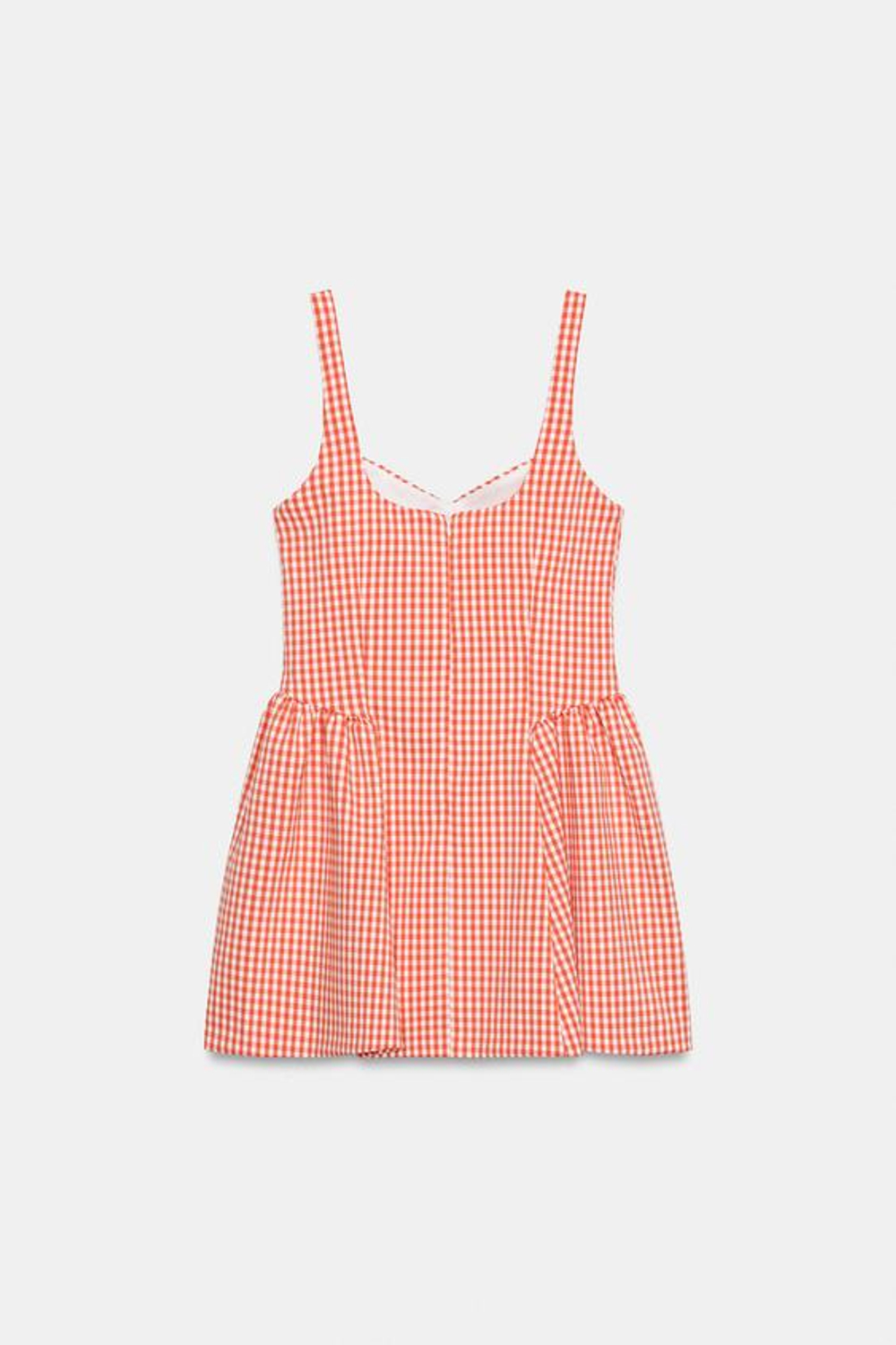 ZARA МИНИ-ПЛАТЬЕ В КЛЕТКУ ВИШИ, ОРАНЖЕВЫЙ