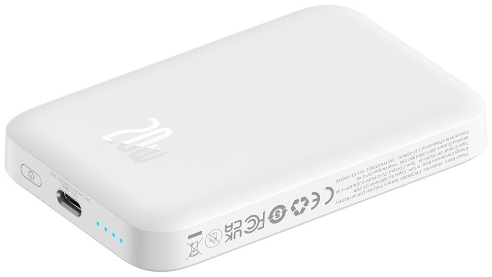 Внешний аккумулятор Baseus Magnetic Mini Air C+Qi 20W P10059002223-00 6000 мАч белый