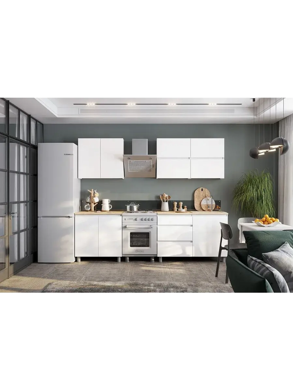 Кухонный гарнитур 2м модульный 200х215 см токио