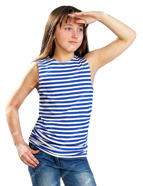 Майка-тельняшка детская голубая полоса (кулирка)