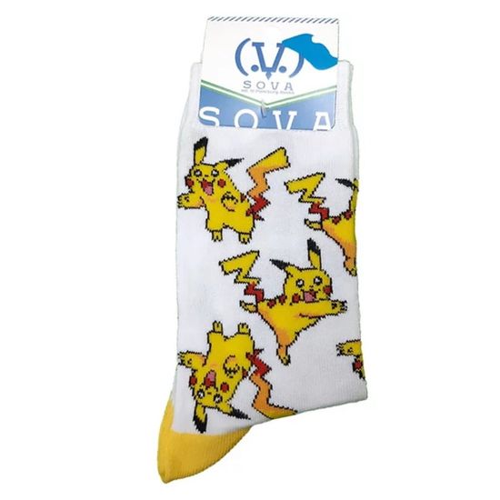 Носки Покемон "Пикачу!Пикачу!Пикачу!" р-р 36-42 (БЕЛЫЙ