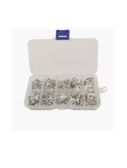 Обжимные клеммы для проводов набор 320 шт / кабельные наконечники кольцевые вилочные неизолированные, набор круглых электро клем. для автопроводов, акустические фишки