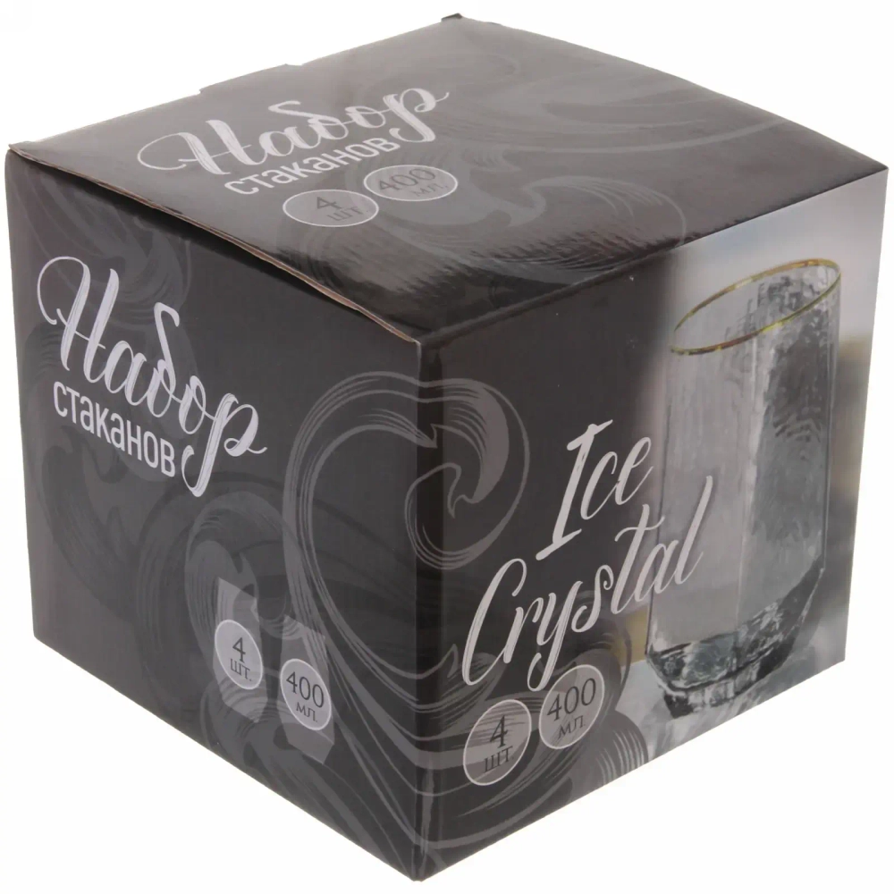 Стакан 400мл «ICE CRYSTAL» в наборе 4шт, графит