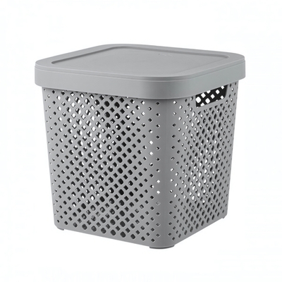 Корзина для хранения с крышкой Plast Team Stockholm, 20 л серый шторм