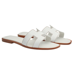 Hermes Oran leather simple Fashion sandals Women's white, H021056Z 02