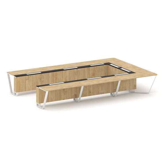 Steel Meet Стол переговорный П-образный KMK-PR.B.SP-15P Тиквуд Светлый/Графит Глянец/Металл Белый 48