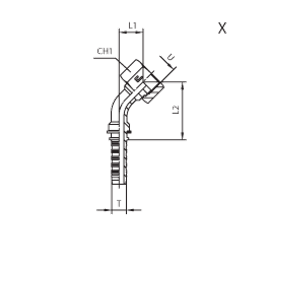 Фитинг DN 38 ORFS (Г) 2 (45)