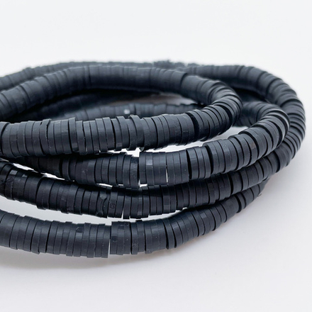 Бусина-диск, цвет чёрный, размер 6 мм, цена за нить 40 см