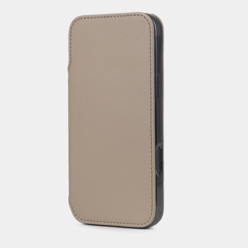 Чехол-книжка кожаная для iPhone 16 Pro Max, теленок бежевого цвета