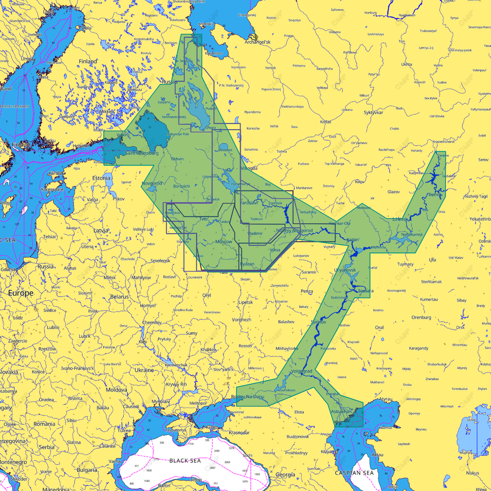 Карта C-MAP Запад России, внутренние водные пути