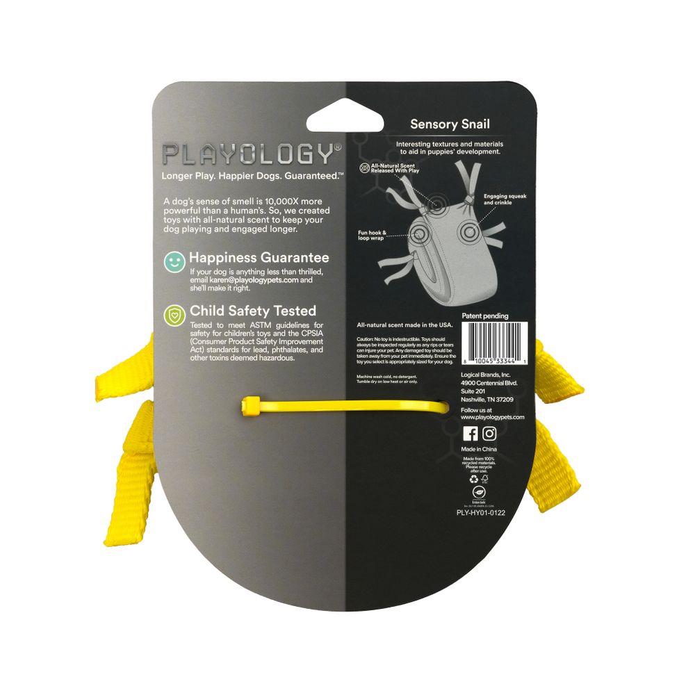 Сенсорная плюшевая улитка Playology PUPPY SENSORY SNAIL для щенков мелких и средних пород 8-16 недель с ароматом курицы, цвет желтый Сенсорная плюшевая улитка Playology PUPPY SENSORY SNAIL для щенков мелких и средних пород 8-16 недель с ароматом курицы, цвет желтый