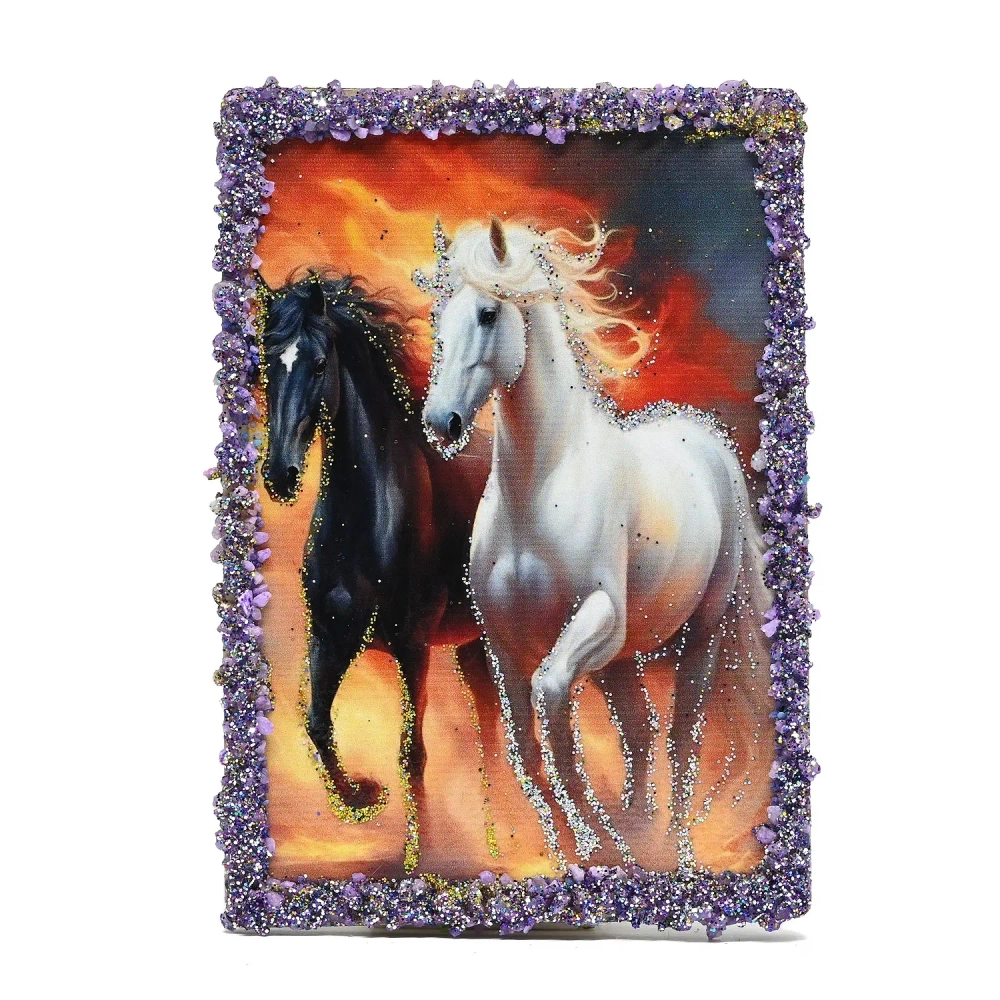 Магнит "Две лошади" с каменной крошкой 70*95мм арт. 181072