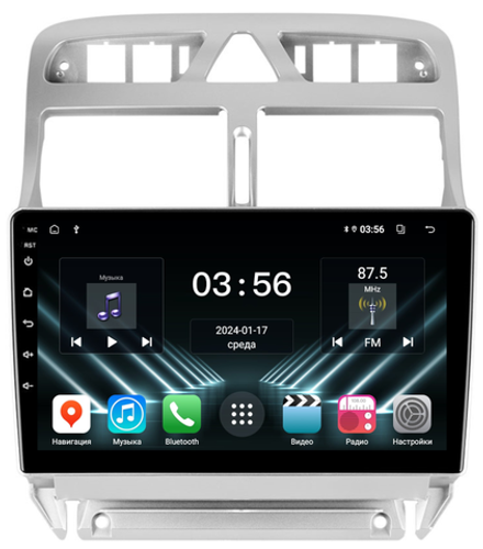 Магнитола для Peugeot 307 2001-2008 - FarCar DX017M монитор 9" IPS на Android 13, 4+64Гб, CarPlay