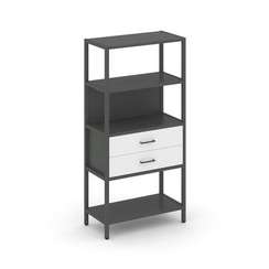 Shelf System Односекционный стеллаж четырехярусный с ящиками SN.STM-412 Антрацит/Белый/Металл Антрац