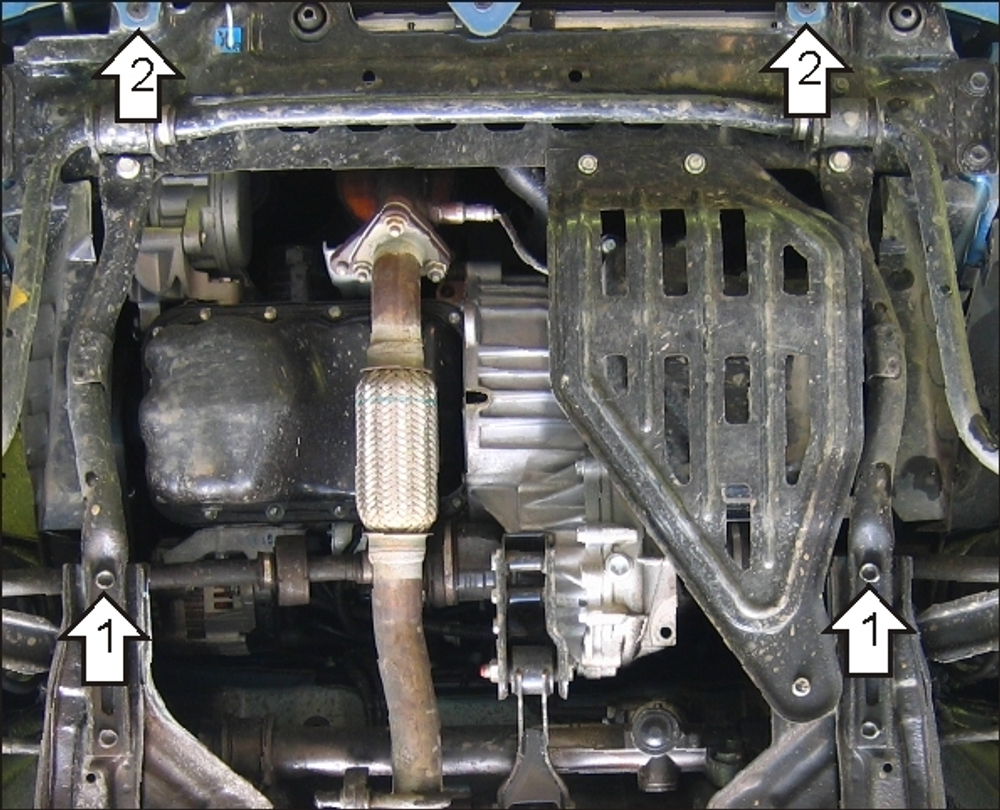 Защита картера Двигателя, КПП. 2 мм, Сталь. для Chevrolet Spark 2005-2010, Chevrolet Spark 2000-2004 MOTODOR.03011