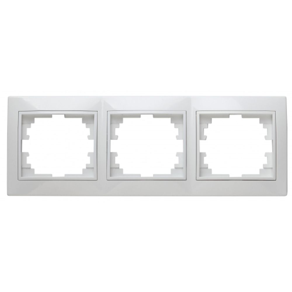 Рамка для розеток и выключателей Intro Plano 1-503-01 на 3 поста горизонтальная, СУ, белый