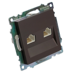 Розетка компьютерная 2-местная RJ-45 (механизм) STEKKER GLS00-7109-04, серия Катрин, шоколад 50006