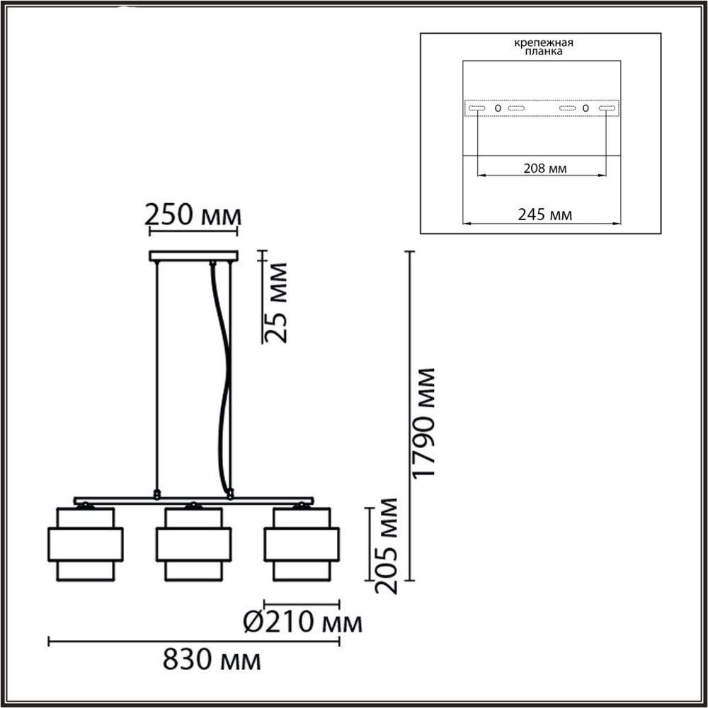 8003/3A LN Подвес E27 3*60Вт 220В IP20 MODERNI