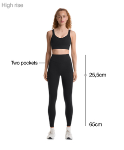 OYSHO Легинсы Comfortlux с высокой посадкой, длиной до щиколотки 65 см, с карманами, черный