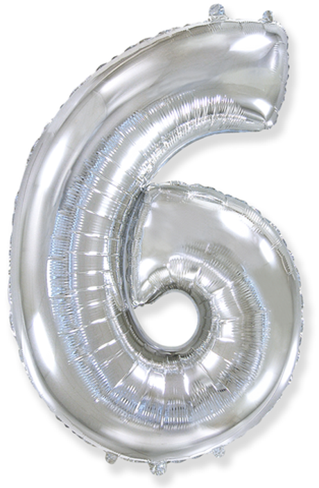 Цифра 6 "Серебро" (40''/102 см)