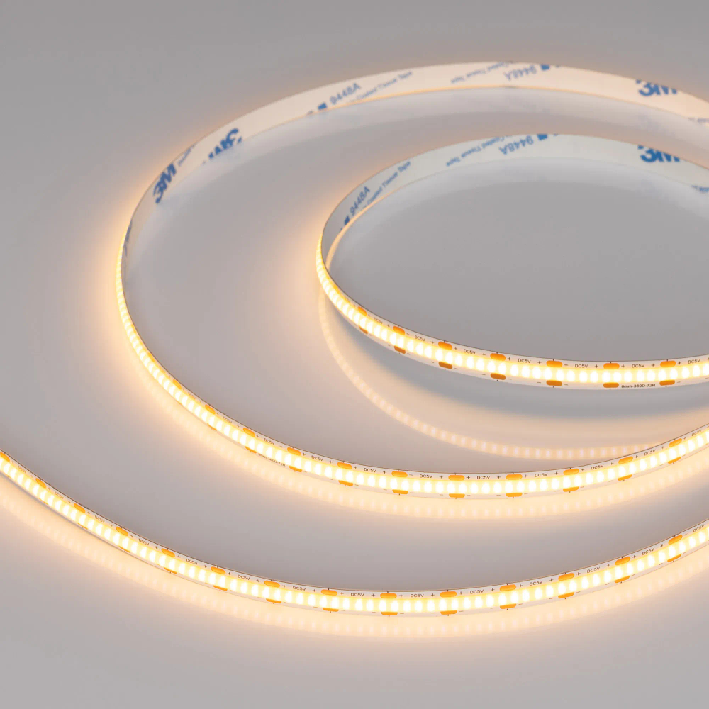 Светодиодная лента COB-X360-8mm 5V Warm2700 (5 W/m, IP20, 5m) (Arlight, -) 041706(1)