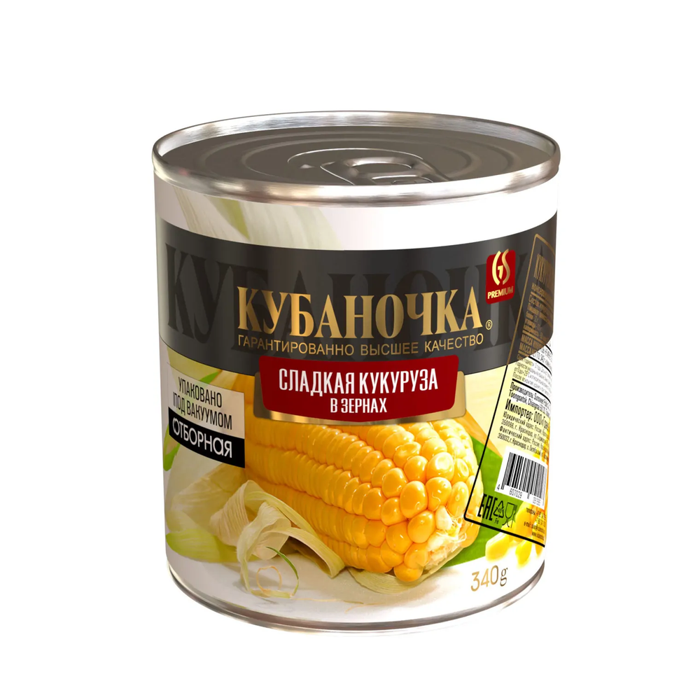 Кукуруза сахарная в зернах  "Кубаночка" ж/б 400гр 1/12шт