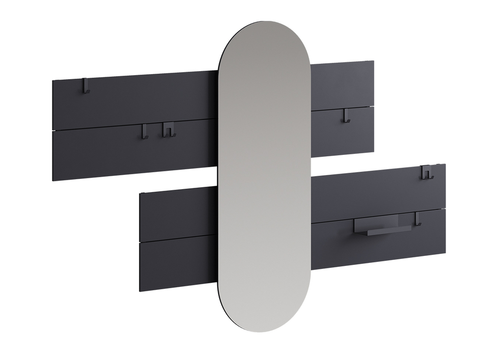 Вешалка Stripe L горизонтальная с зеркалом 60*160 см (черный)