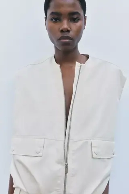 ZARA ЖИЛЕТ ОВЕРСАЙЗ — ZW COLLECTION, ЭКРЮ