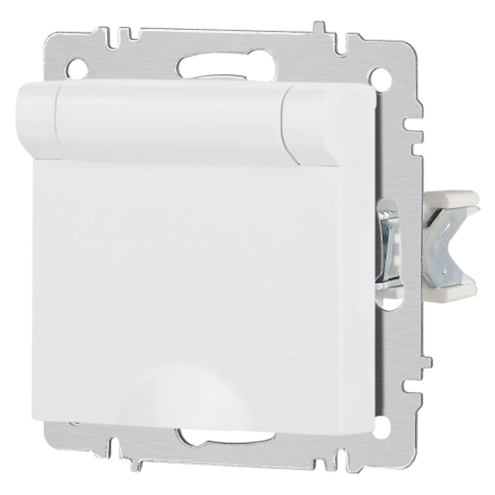 Розетка Intro Accent 6-203-01М 2P+E Schuko с крышкой 16А-250В IP20 СУ AL/CU белый матовый