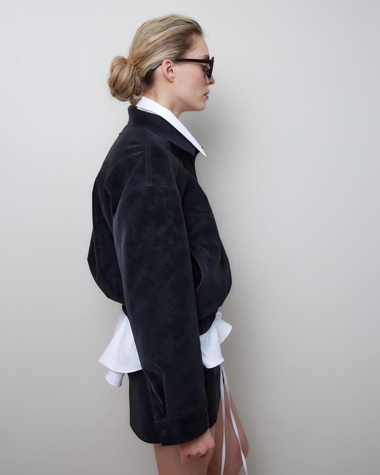 Куртка утепленная из искусственной замши черный