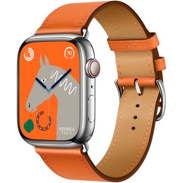 Apple Watch Hermès 45mm Silver Stainless Steel Case with Single Tour Orange
