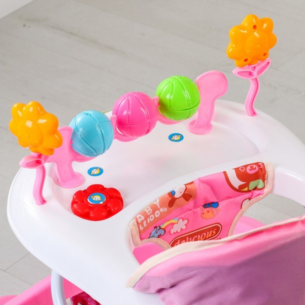 Ходунки "GAME C", 6 силиконовых колес, муз. (Alis) (розовый)