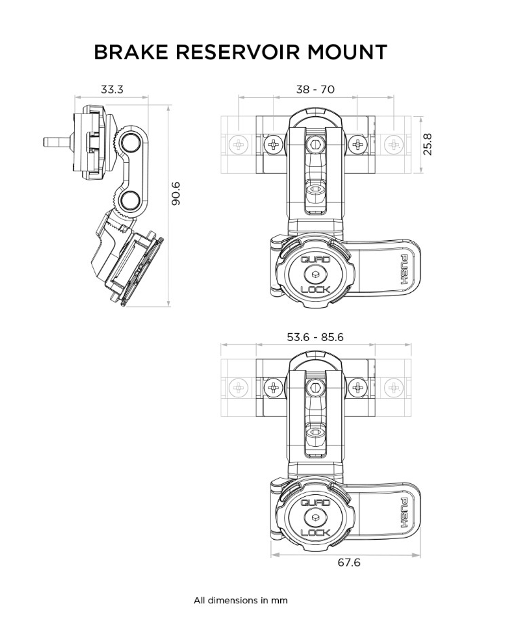 Quad Lock Крепление на бачок сцепления / тормоза мотоцикла QLM-BRS-2
