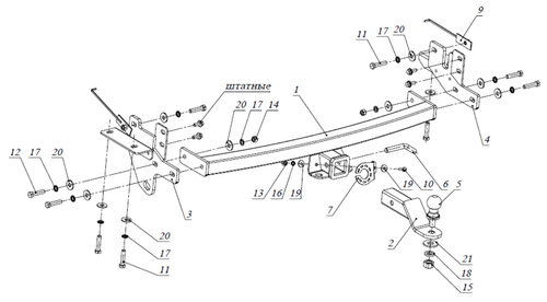 Фаркоп Бизон на Kia Mohave FA 0985-E (с 2009 по 2017 г.в.исключая авто с пневмоподвеской) (паспорт и сертификат в комплекте)(без электрики)