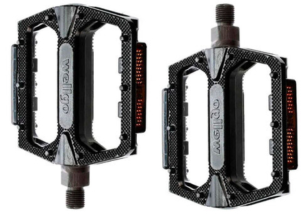 Педали алюминиевые черные. Ось cr-mo. 20 литых шипов. 444гB155