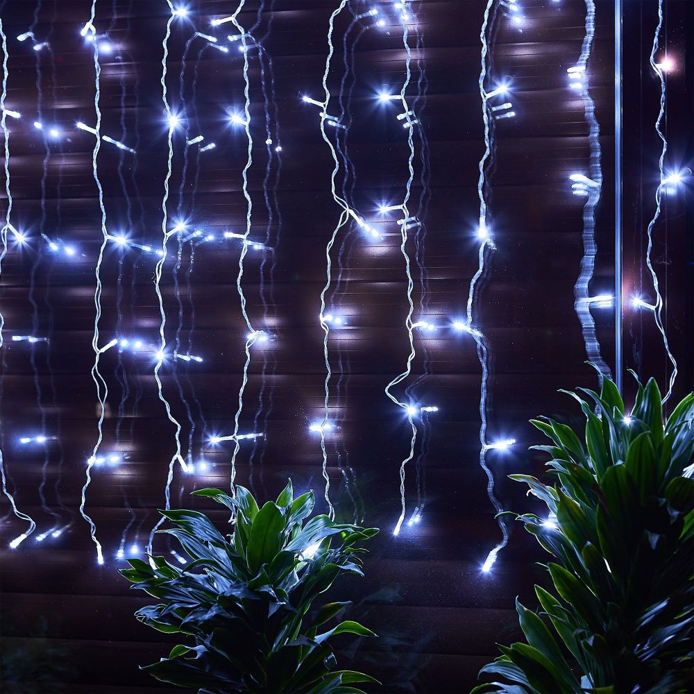 ULD-C1515-160-DTA WHITE IP20 Занавес светодиодный.1.5х1.5 м. 160 led. белый. с контроллером. провод прозрачный. IP20