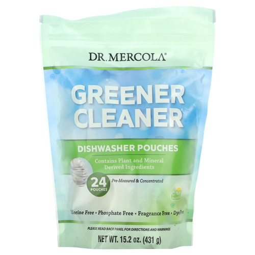 Dr. Mercola, Greener Cleaner, пакетики для посудомоечной машины, 24 пакетика, 431 г (15,2 унции)
