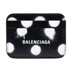 Balenciaga Leather Card Holder Unisex Black White