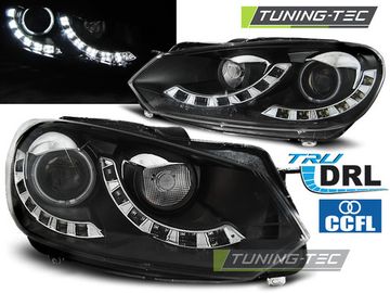 Передние фары DUAL TRUE DRL ЧЕРНОГО для VW GOLF 6 10.08-12